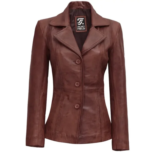 Womens Cognac Brown Leather Jacket by Jacket Field