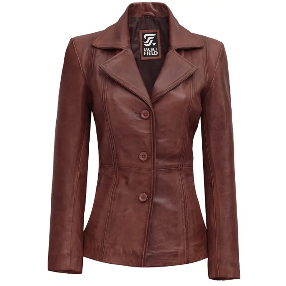 Womens Cognac Brown Leather Jacket by Jacket Field