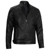Mens Cafe Racer Vegan Black Leather Jacket by Jacket Field
