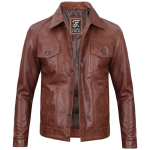 Mens Fernando Brown Leather Jacket by Jacket Field