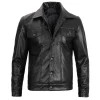 Mens Vegan Black Leather Jacket Trucker Style by Jacket Field