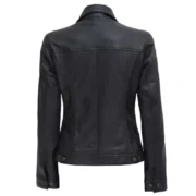 Fernando Women’s Vegan Trucker Black Leather Jacket By Jacket Field