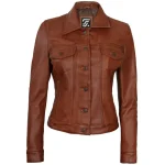 Womens Fernando Brown Leather Jacket by Jacket Field