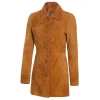 Womens Brown Leather Suede Coat by Jacket Field