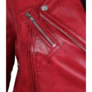 Womens Biker Margaret Red Leather Jacket by Jacket Field