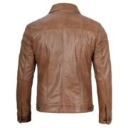 Mens Trucker Brown Leather Jacket by Jacket Field