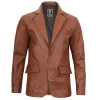Mens Cognac Brown Leather Blazer Jacket by Jacket Field