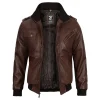Mens Bomber Brown Leather Jacket by Jacket Field