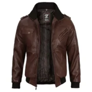 Mens Bomber Brown Leather Jacket by Jacket Field
