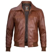 Mens Distressed Brown Leather Jacket by Jacket Field
