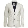 Mens Lambskin Leather Blazer Off White Jacket by Jacket Field