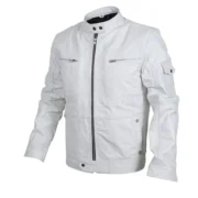 Mens Flawless Leather Racer White Jacket by Jacket Field