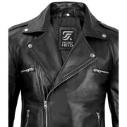 Mens Black Lambskin Leather Motorcycle Jacket by Jacket Field