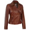 Womens Ramsey Cognac Brown Leather Jacket by Jacket Field