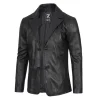 Mens Black Leather Blazer Coat by Jacket Field