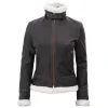 Brown Fur Lined Leather Bomber Jacket Women with Removable Hood by Jacket Field