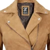 Womens Light Brown Asymmetrical Biker Leather Suede Jacket by Jacket Field