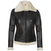 Womens Dark Brown Leather Shearling Jacket by Jacket Field