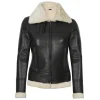 Brown Shearling Leather Bomber Jacket Women by Jacket Field
