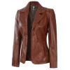 Womens Lambskin Brown Leather Jacket by Jacket Field