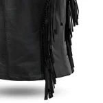 Women’s Western Fringe Leather Motorcycle Vest Sheep Diamond by Jacket Field