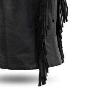 Women’s Western Fringe Leather Motorcycle Vest Sheep Diamond by Jacket Field