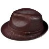 Mens Lemont Trilby Leather Hat by Jacket Field