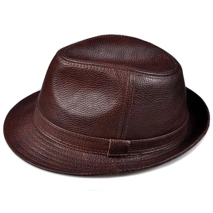 Mens Lemont Trilby Leather Hat by Jacket Field