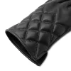 Mens Black Quilted Touchscreen Leather Gloves by Jacket Field