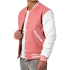 Mens Pink & White Leather Sleeves Clothing Varsity Jacket by Jacket Field