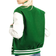 Womens Green and White Clothing Varsity Jacket by Jacket Field