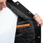 Mens Black Body & Orange Sleeves Clothing Varsity Jacket by Jacket Field - Image 5