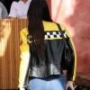 Kendall Jenner Aspen Black & Yellow Celebrity Leather Jackets by Jacekt Field