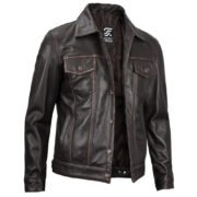 Mens Harrington Premium Brown Leather Jacket by Jacket Field