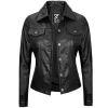 Fernando Women’s Trucker Black Leather Jacket By Jacket Field