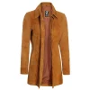 Womens Brown Leather Suede Coat by Jacket Field