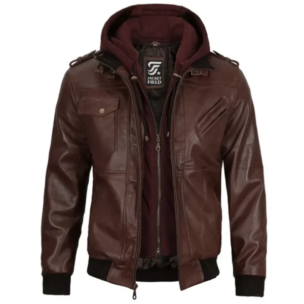 Mens Bomber Brown Leather Jacket by Jacket Field