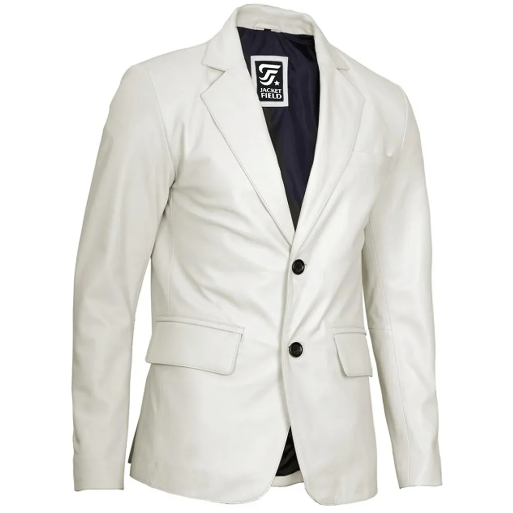 Mens Lambskin Leather Blazer Off White Jacket by Jacket Field