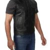 Western Style Mens Black Leather Vest by Jacket Field