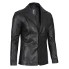 Mens Black Leather Blazer Coat by Jacket Field