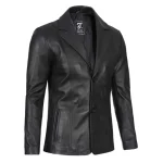 Mens Black Leather Blazer Coat by Jacket Field