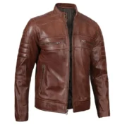 Mens Cognac Brown Leather Jacket by Jacket Field