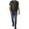 Winston Mens Black Quilted Leather Vest by Jacket Field