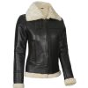 Womens Dark Brown Leather Shearling Jacket by Jacket Field