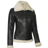 Brown Shearling Leather Bomber Jacket Women by Jacket Field