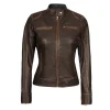 Womens Distressed Brown Leather Jacket by Jacket Field