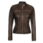 Womens Distressed Brown Leather Jacket by Jacket Field