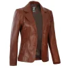 Womens Lambskin Brown Leather Jacket by Jacket Field