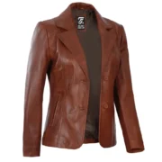 Womens Lambskin Brown Leather Jacket by Jacket Field