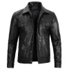 Mens Vegan Black Leather Jacket Trucker Style by Jacket Field